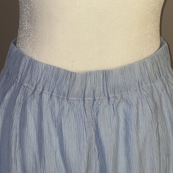 The Native One Pants Light Blue Crepe Pleats Very Wide Leg Elastic Waist Wms M - Picture 5 of 12